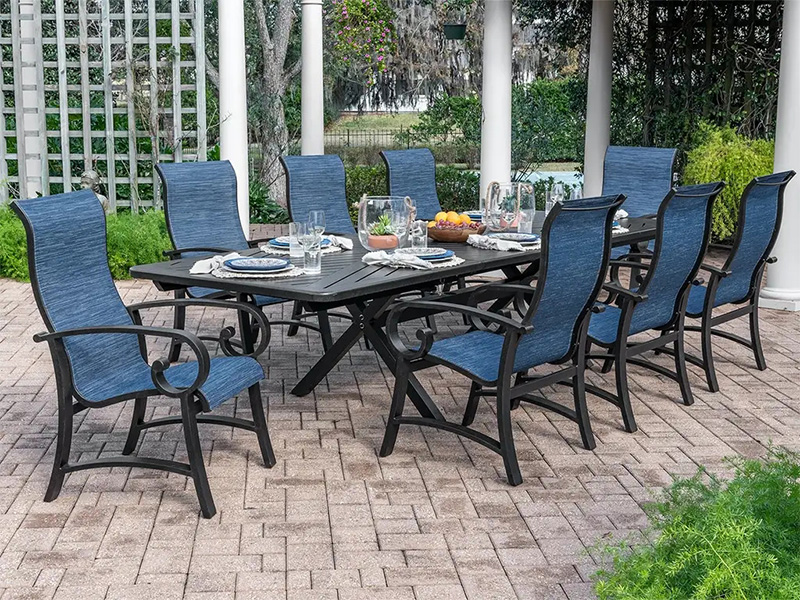 ชุดรับประทานอาหาร 7 ชิ้น Solstice Aged Bronze Aluminium พร้อมสลิง (โต๊ะรับประทานอาหาร 44X84-130 นิ้ว)